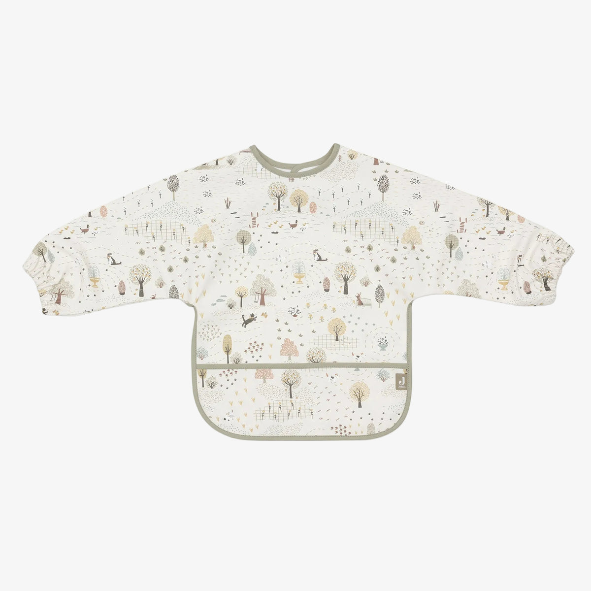 Baby bib with long-sleeve design on a white background