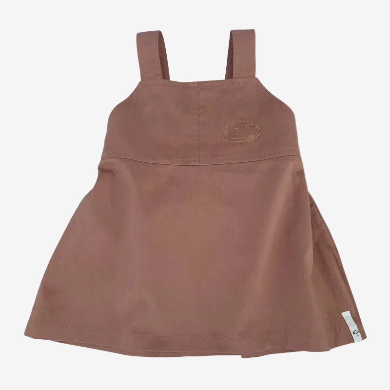Brown rust dress with straps on a white background
