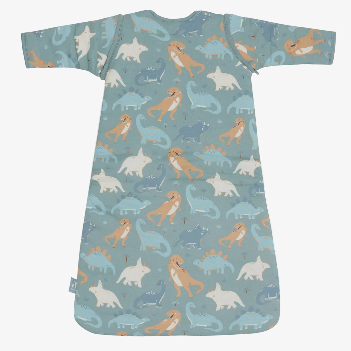 Sleeping bag with dinousaur pattern on a white background