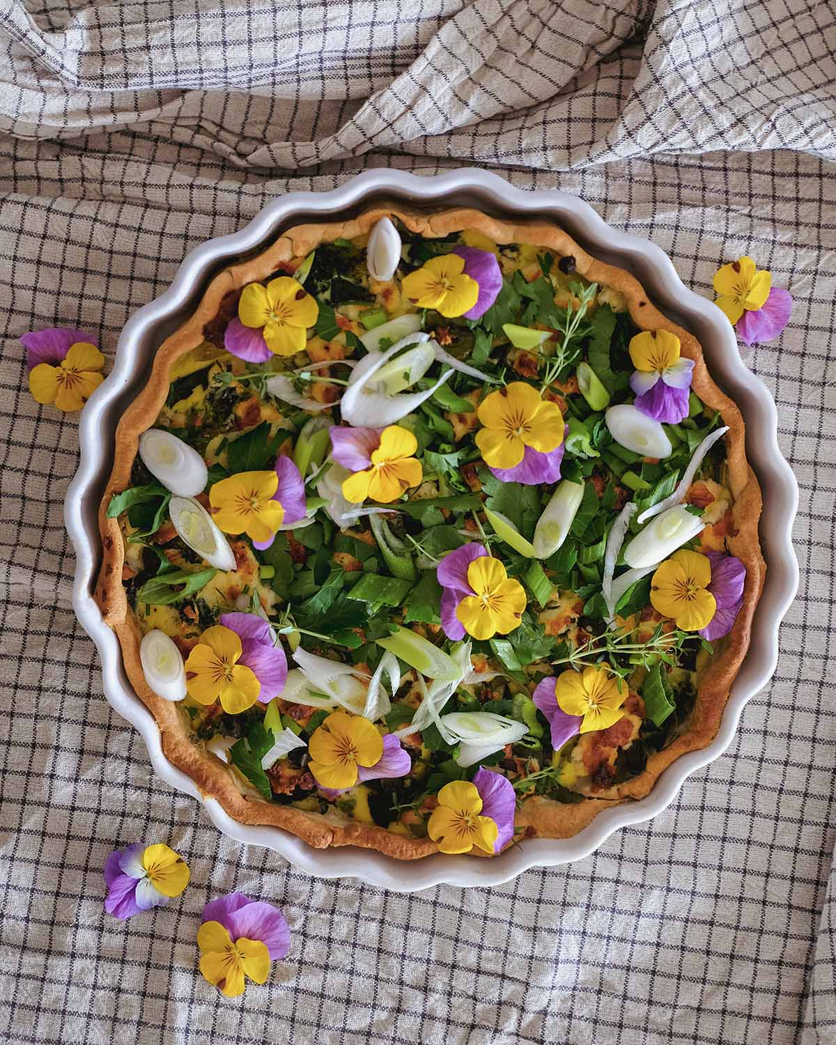 Spring Quiche with Edible Blooms