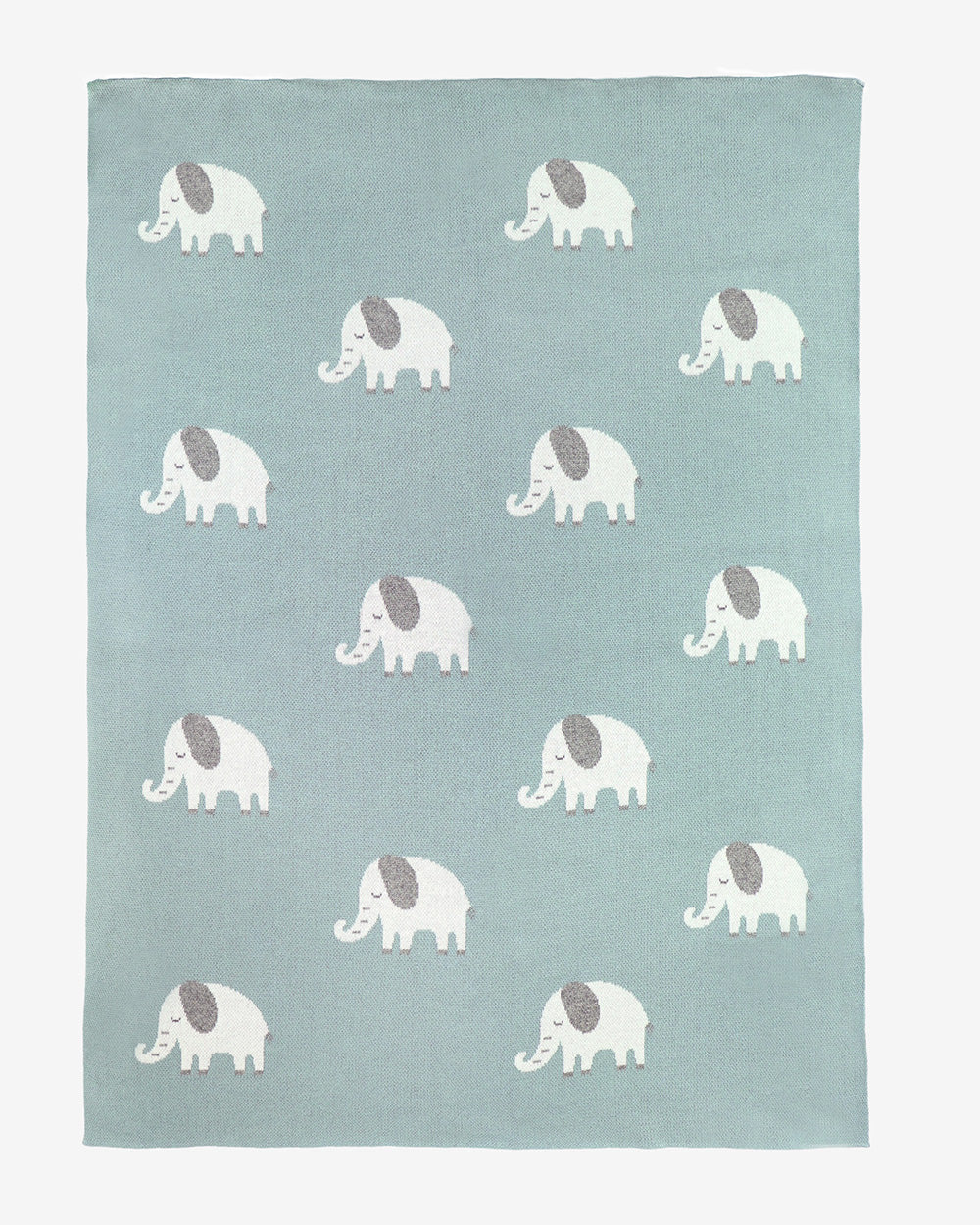 Gestrickte Babydecke, Elefanten – Petrol