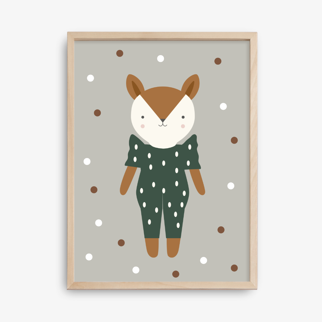 Custom Baby Deer Poster, Green