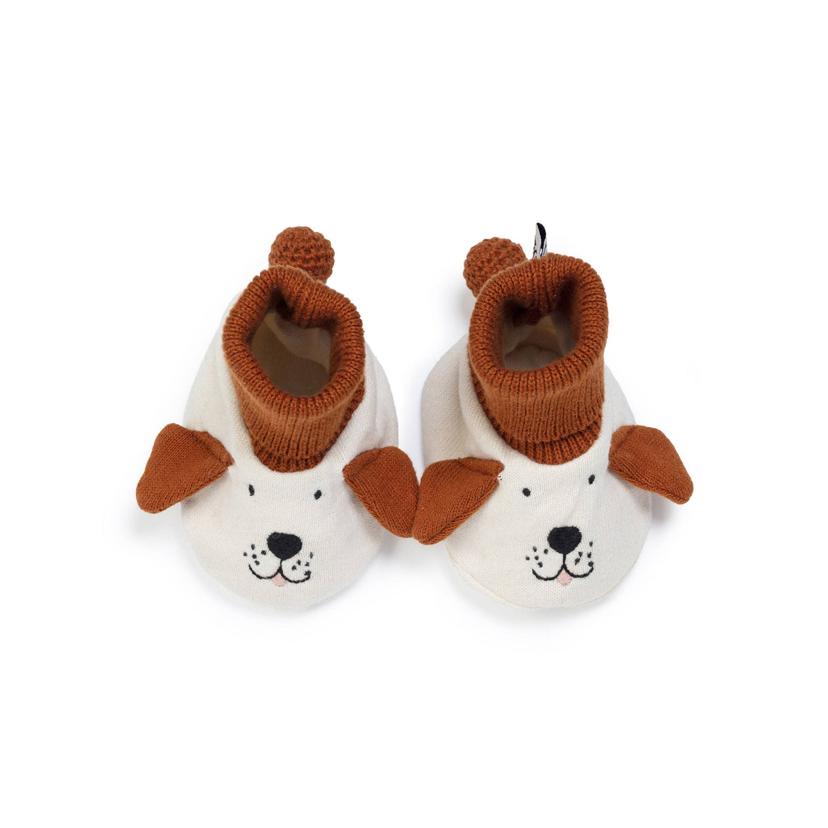 Cotton Knit Baby Slipper Socks - Dog