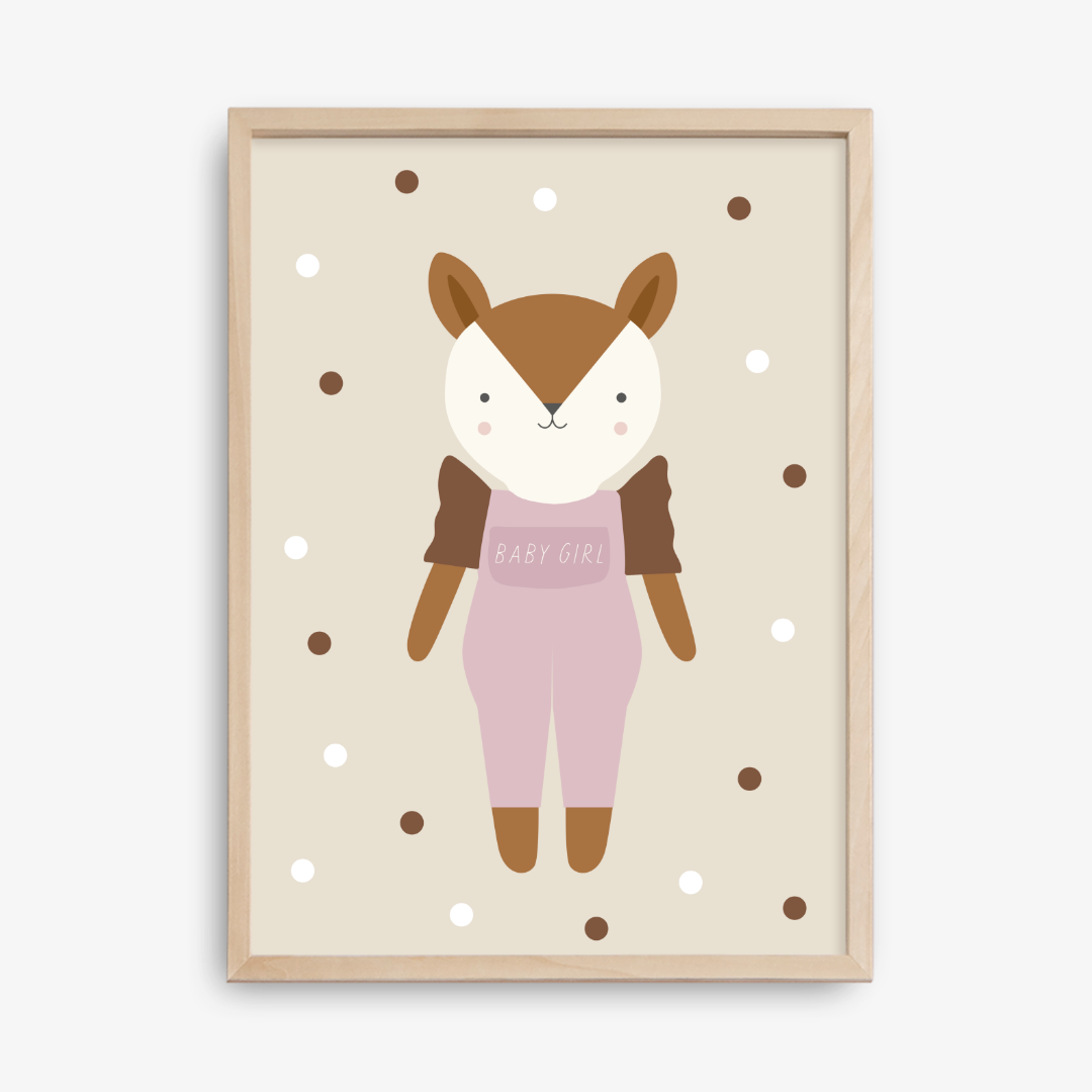 Custom Baby Deer Poster, Pink