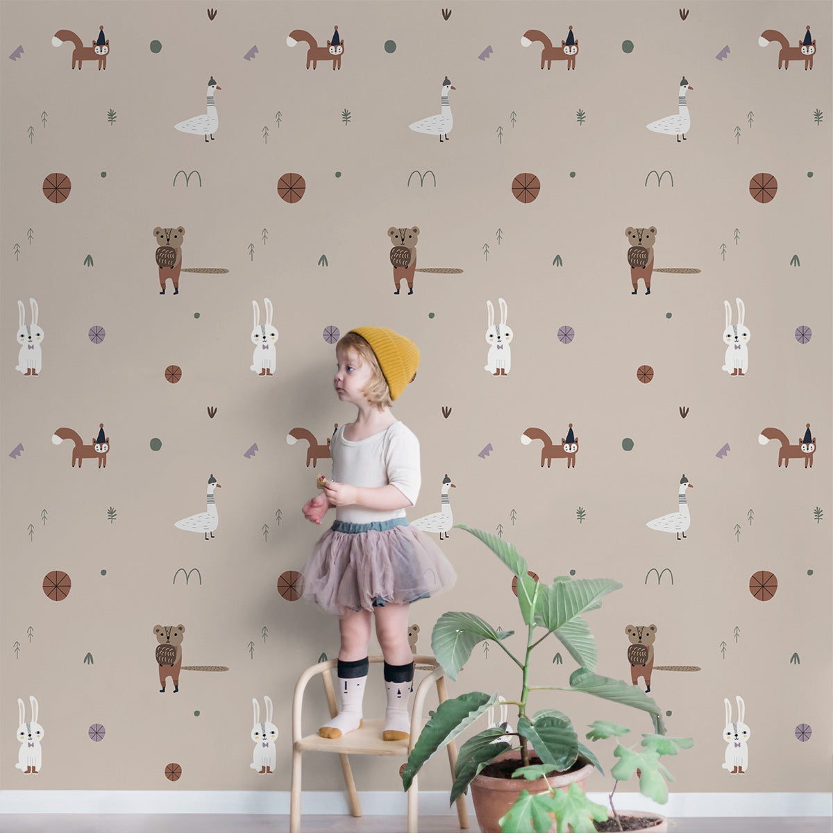 Behang Forest Bunch, Beige