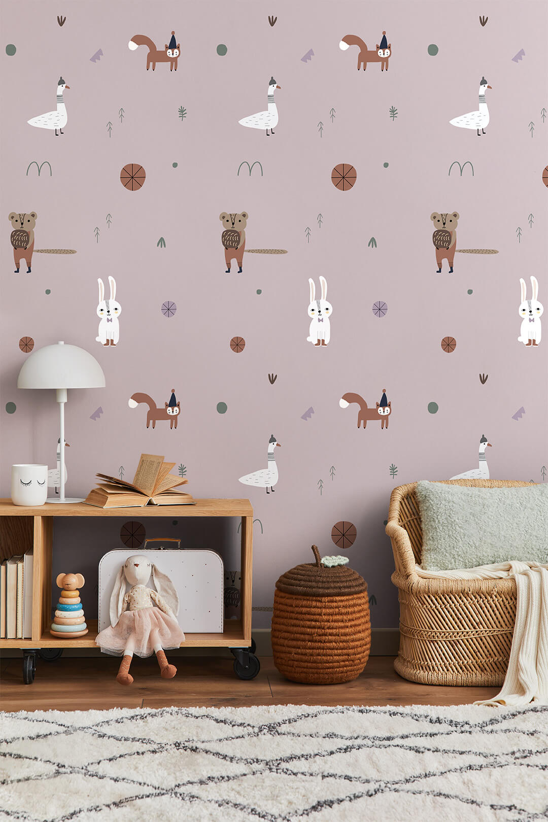 Forest Bunch Wallpaper, Plum